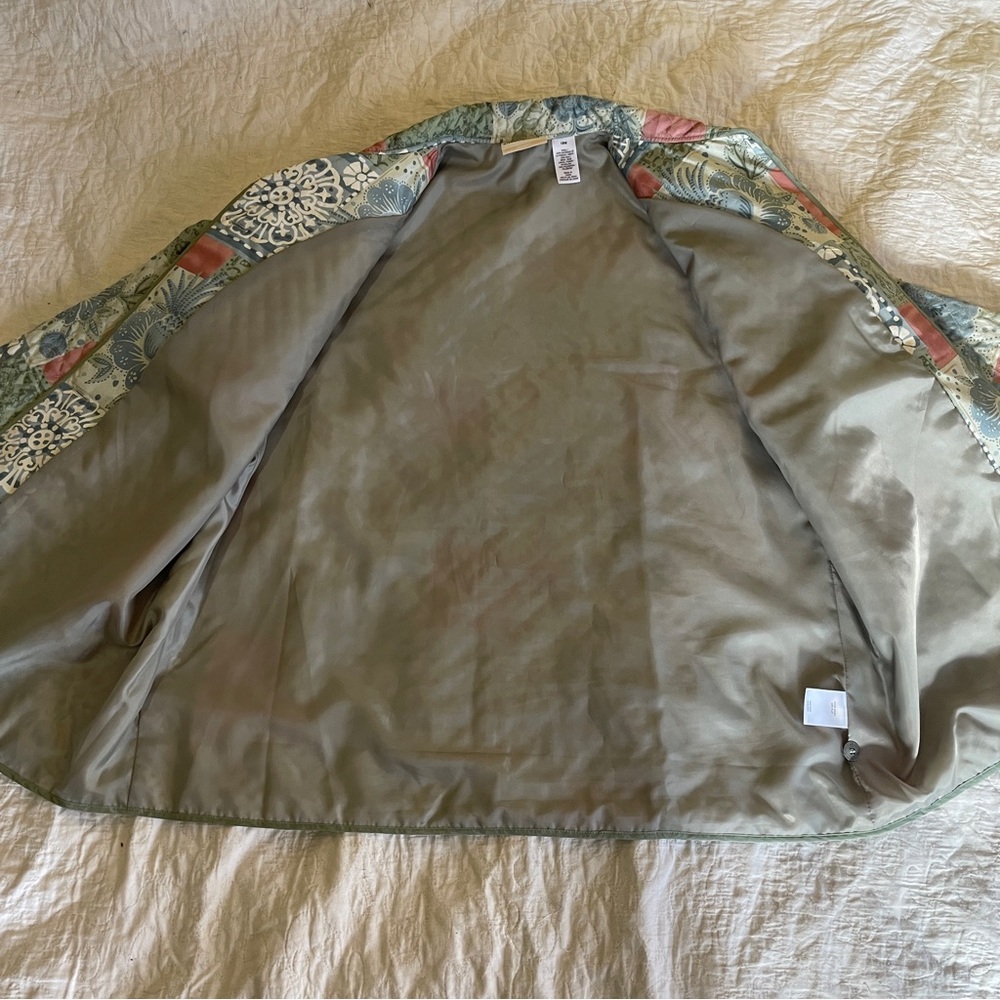 Vtg Silk Quilted Patchwork Jacket - Size 18w - image 4
